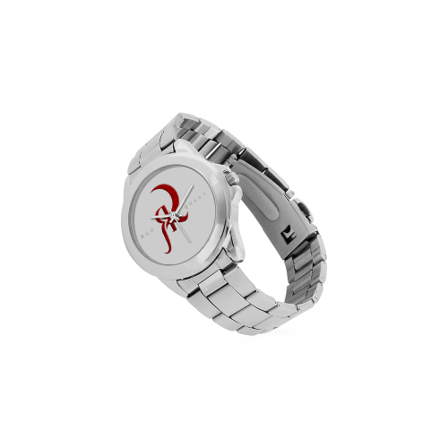 Red Queen Logo Silver & Red White No Numbers Unisex Stainless Steel Watch(Model 103)