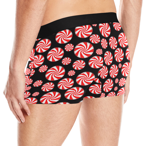 Christmas  Peppermint Candy on Black Men's Boxer Briefs with Merged Design (Model  L10)