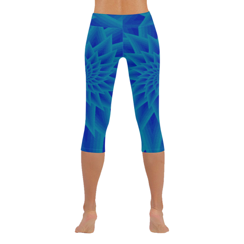 Royal blue georgina Women's Low Rise Capri Leggings (Invisible Stitch) (Model L08)