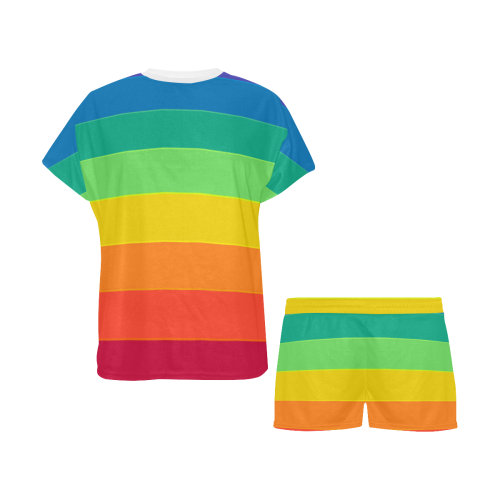 Horizontal Rainbow Women's Short Pajama Set