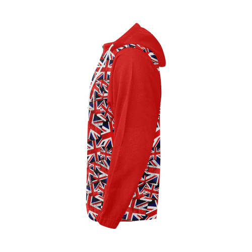 Union Jack British UK Flag (Vest Style) Red All Over Print Full Zip Hoodie for Men (Model H14)