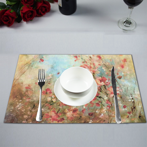 pink watercolor flowers Placemat 12’’ x 18’’ (Set of 4)