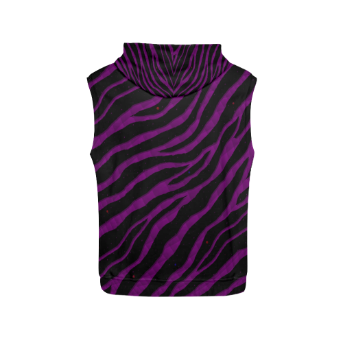 Ripped SpaceTime Stripes - Purple All Over Print Sleeveless Hoodie for Men (Model H15)
