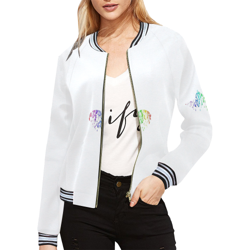 Simple -Love Life- Female Jacket All Over Print Bomber Jacket for Women (Model H21)