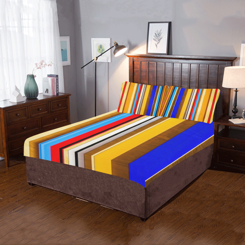 Colorful abstract pattern stripe art 3-Piece Bedding Set