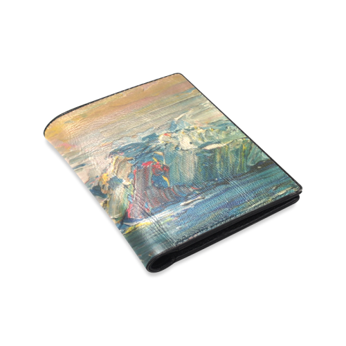 Mountains painting Men's Leather Wallet (Model 1612)