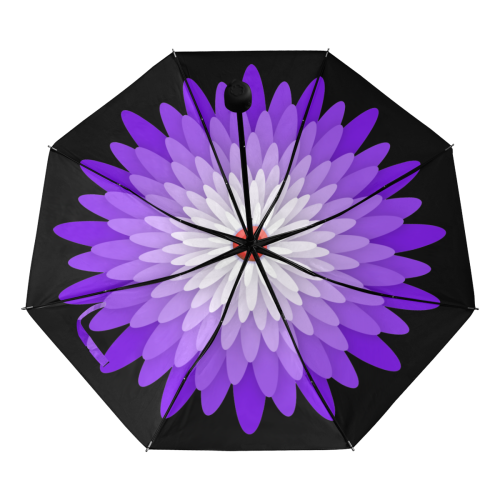 Flower Of Paper Cut - Purple Anti-UV Foldable Umbrella (Underside Printing) (U07)