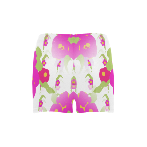 Floral Abstract Mod Pink Green Briseis Skinny Shorts (Model L04)