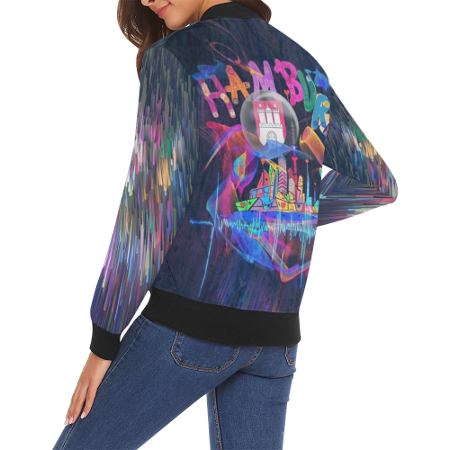 Hamburg Popart by Nico Bielow All Over Print Bomber Jacket for Women (Model H19)