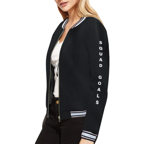 2019 Squad Goals with Logo All Over Print Bomber Jacket for Women (Model H21)