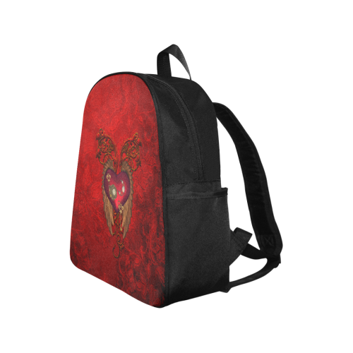 Beautiful heart, wings, clocks and gears Multi-Pocket Fabric Backpack (Model 1684)
