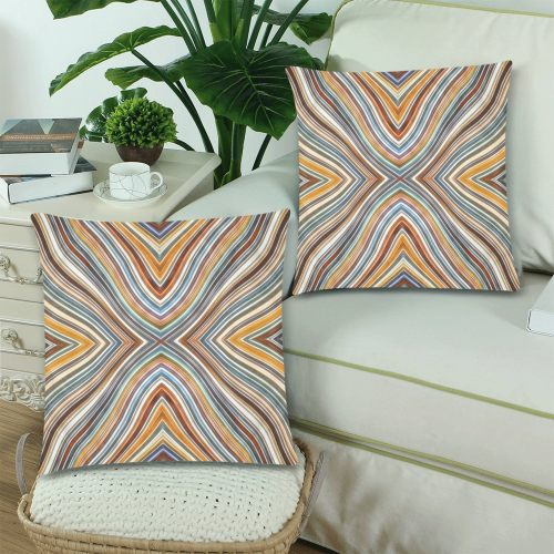 Wild Wavy X Lines 05 Custom Zippered Pillow Cases 18"x 18" (Twin Sides) (Set of 2)