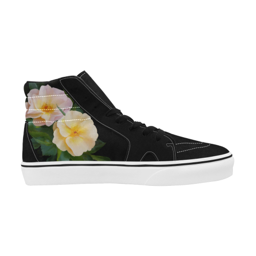 2 Wild Roses floral watercolor Women's High Top Skateboarding Shoes (Model E001-1)