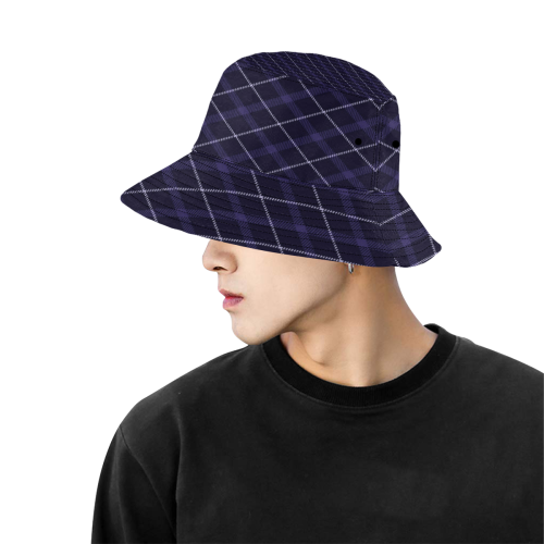 royal blue plaid All Over Print Bucket Hat for Men