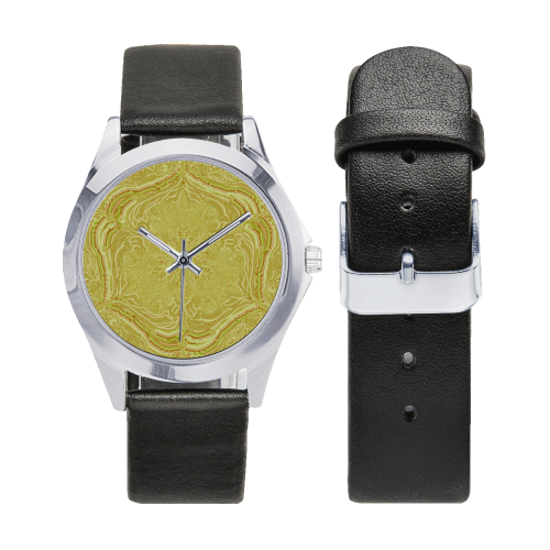 labyrinthe 5 Unisex Silver-Tone Round Leather Watch (Model 216)