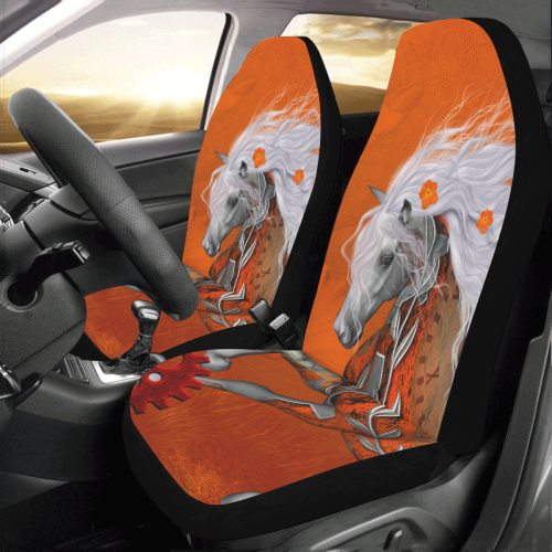Wonderful steampunk horse, red white Car Seat Covers (Set of 2)