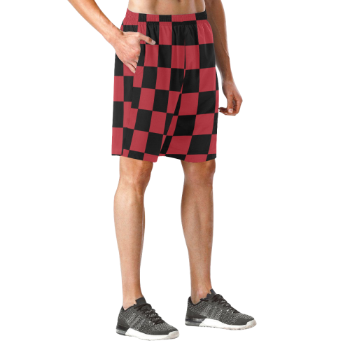B+R Checker Shorts Men's All Over Print Elastic Beach Shorts (Model L20)