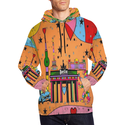 Berlin Popart by Nico Bielow All Over Print Hoodie for Men/Large Size (USA Size) (Model H13)