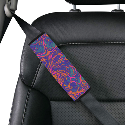 Fractal Batik ART - Hippie Orange Branches Car Seat Belt Cover 7''x8.5''