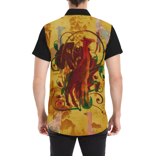 Magic Africa Giraffes Ornaments grunge Men's All Over Print Short Sleeve Shirt (Model T53)