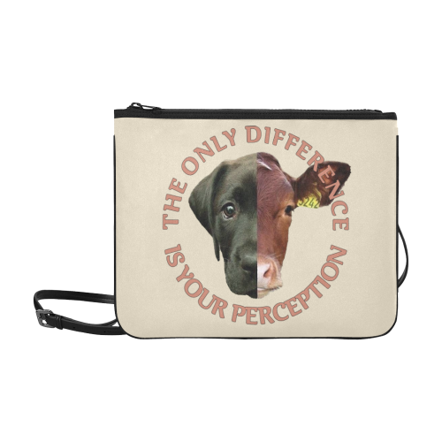 Vegan Cow and Dog Design with Slogan Slim Clutch Bag (Model 1668)