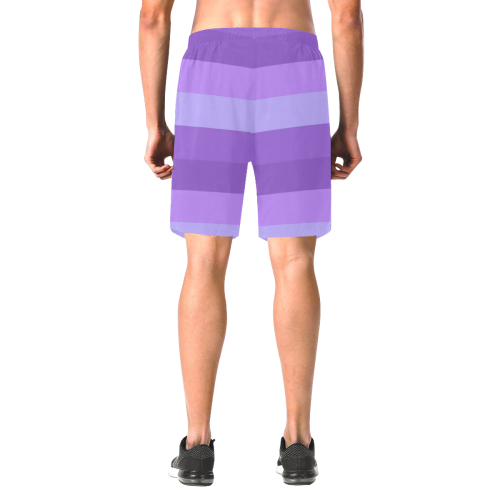 Shades Of Purple Stripes Men's All Over Print Elastic Beach Shorts (Model L20)