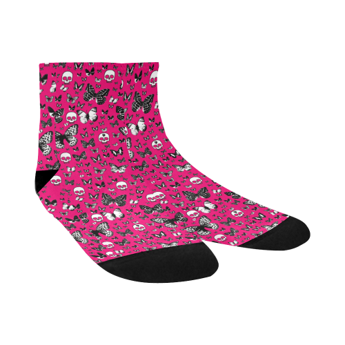 Skulls & butterflies pink Quarter Socks