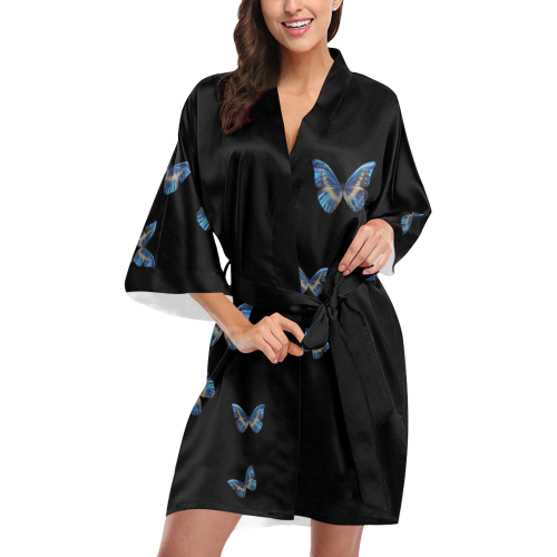 Morpho cypris butterflies painting Kimono Robe