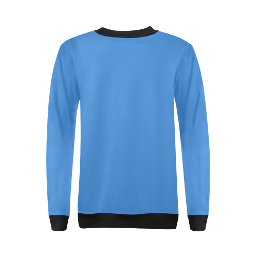 Patchwork Heart Teddy Blue/Black All Over Print Crewneck Sweatshirt for Women (Model H18)