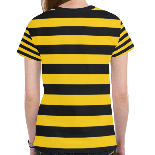 Bee Striped Honey Queen Bees Black & Yellow Stripes Costume New All Over Print T-shirt for Women (Model T45)