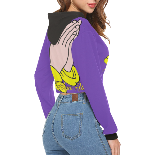 Keep Hope Alive Hands Purp All Over Print Crop Hoodie for Women (Model H22)