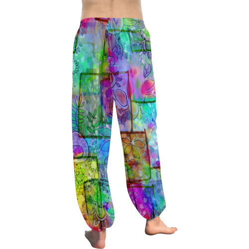 Rainbow Floral Doodle Women's All Over Print Harem Pants (Model L18)