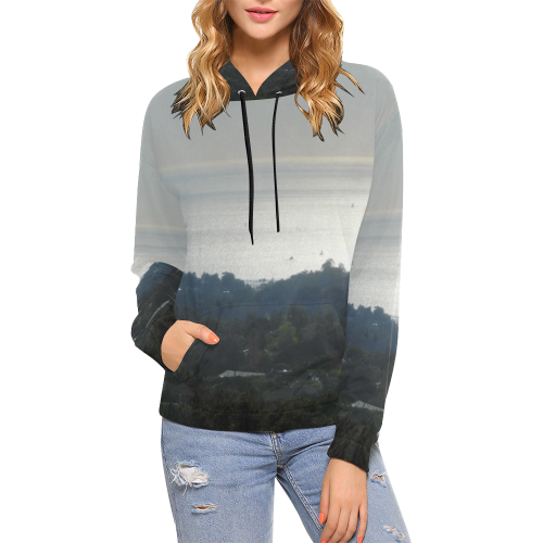 Fractal Hoodies Pacific Vast All Over Print Hoodie for Women (USA Size) (Model H13)