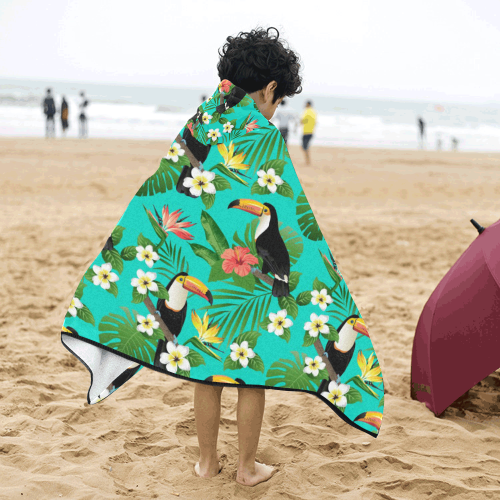 Tropical Summer Toucan Pattern Kids' Hooded Bath Towels