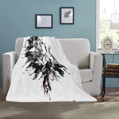 Phoenix - Abstract Painting Bird Black 1 Ultra-Soft Micro Fleece Blanket 40"x50"