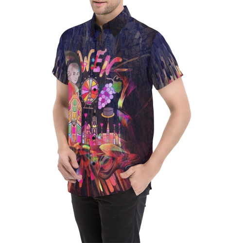 Vienna / Wien Popart by Nico Bielow Men's All Over Print Short Sleeve Shirt/Large Size (Model T53)