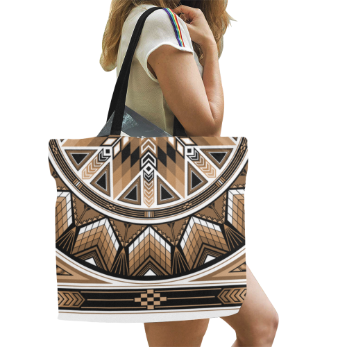 Sacred Places Brown All Over Print Canvas Tote Bag/Large (Model 1699)