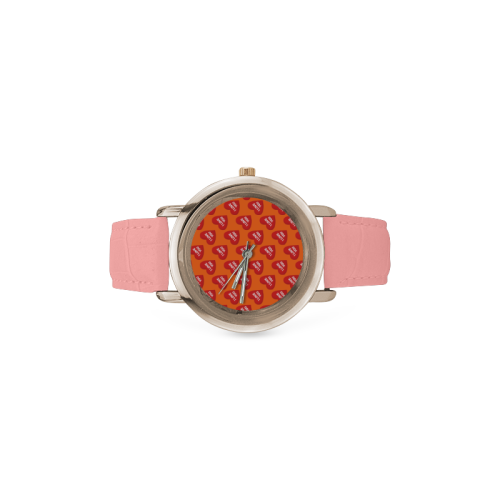 I love you in heart ORANGE Women's Rose Gold Leather Strap Watch(Model 201)
