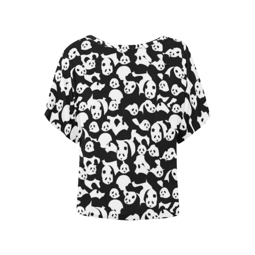 Panda Pattern Women's Batwing-Sleeved Blouse T shirt (Model T44)