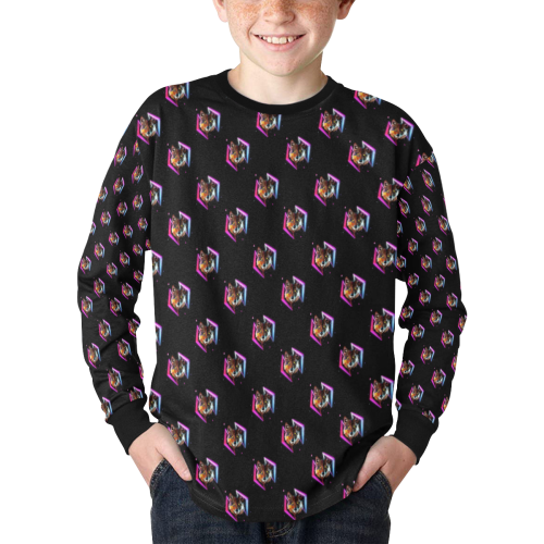 digital wolfs Kids' Rib Cuff Long Sleeve T-shirt (Model T64)