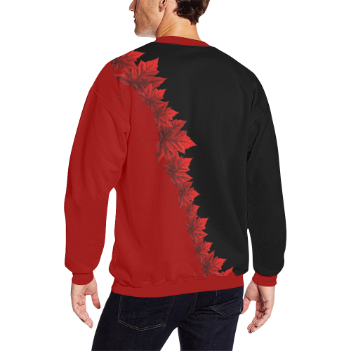 Canada Sweatshirts Plus Size Maple Leaf Men's Oversized Fleece Crew Sweatshirt/Large Size(Model H18)