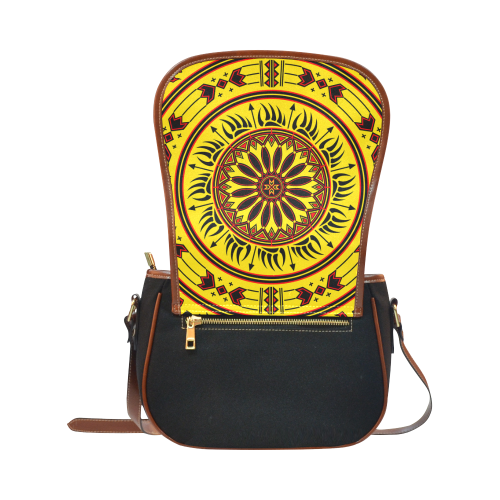 Sun Bear Yellow/Red Saddle Bag/Small (Model 1649)(Flap Customization)