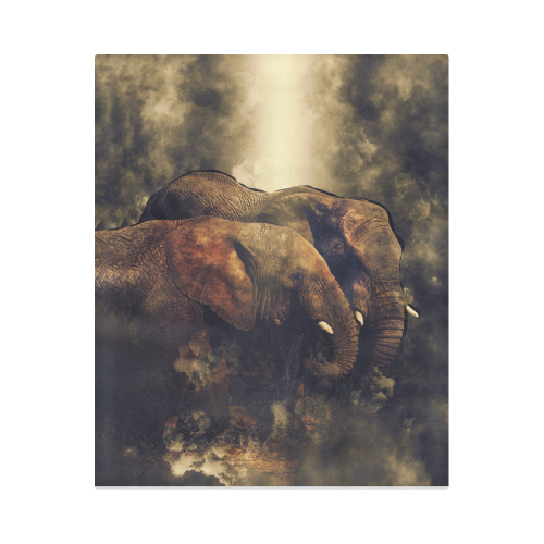 Pair of African Elephants in Cosmic Mystery Shroud Duvet Cover 86"x70" ( All-over-print)