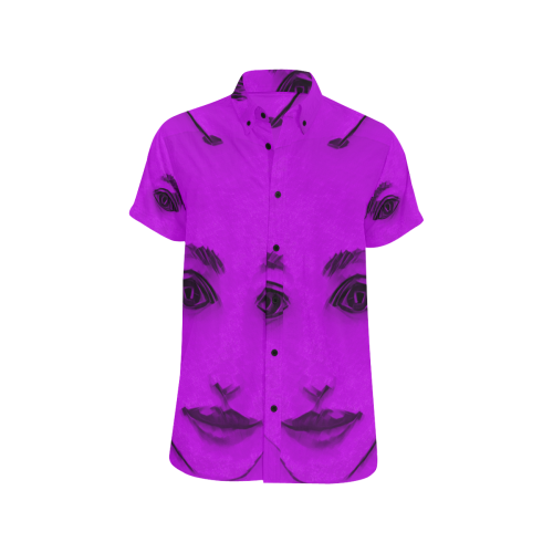 Magenta Face Short Sleeve Shirt Men's All Over Print Short Sleeve Shirt (Model T53)