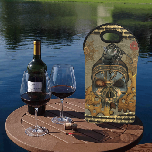 Awesome steampunk skull 2-Bottle Neoprene Wine Bag