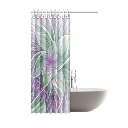 Flower Dream Abstract Purple Sea Green Floral Fractal Art Shower Curtain 48"x72"