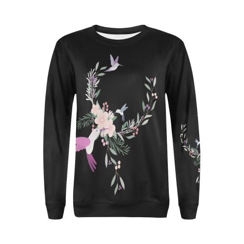 Nature Animals - The Spring Of Hummingbirds All Over Print Crewneck Sweatshirt for Women (Model H18)
