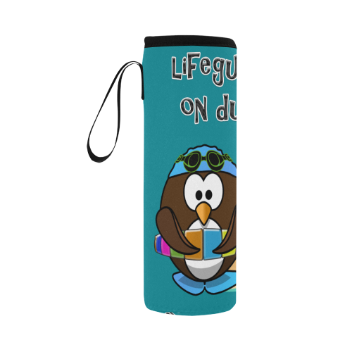 owl lifeguard on duty Neoprene Water Bottle Pouch/Large