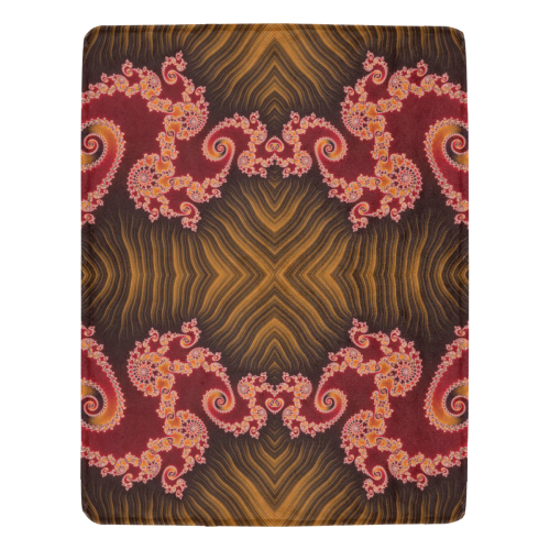Red and Brown Hearts Lace Fractal Abstract Ultra-Soft Micro Fleece Blanket 54''x70''