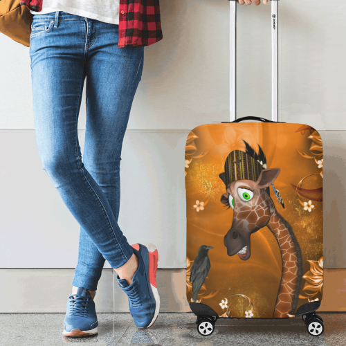 Funny giraffe with feathers Luggage Cover/Small 18"-21"